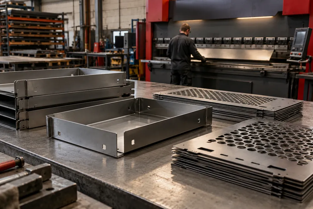 Cut profiles, folded panels & enclosures in a commercial steelwork setting