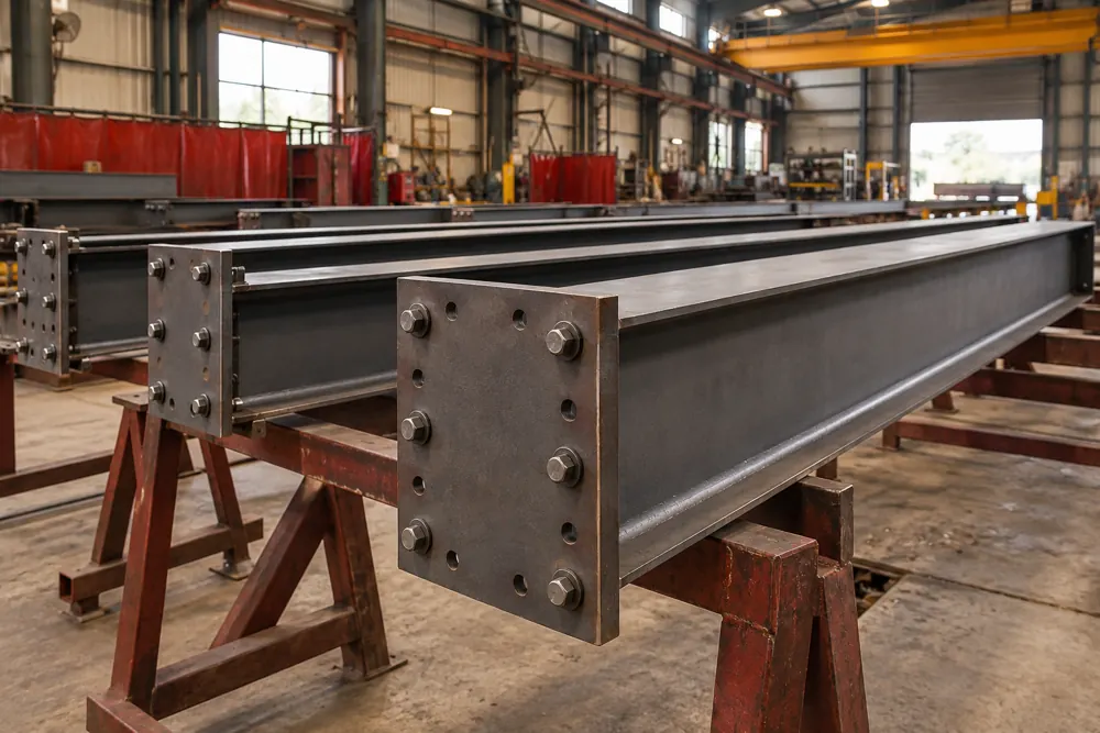 Beams, columns & commercial frameworks in a commercial steelwork setting